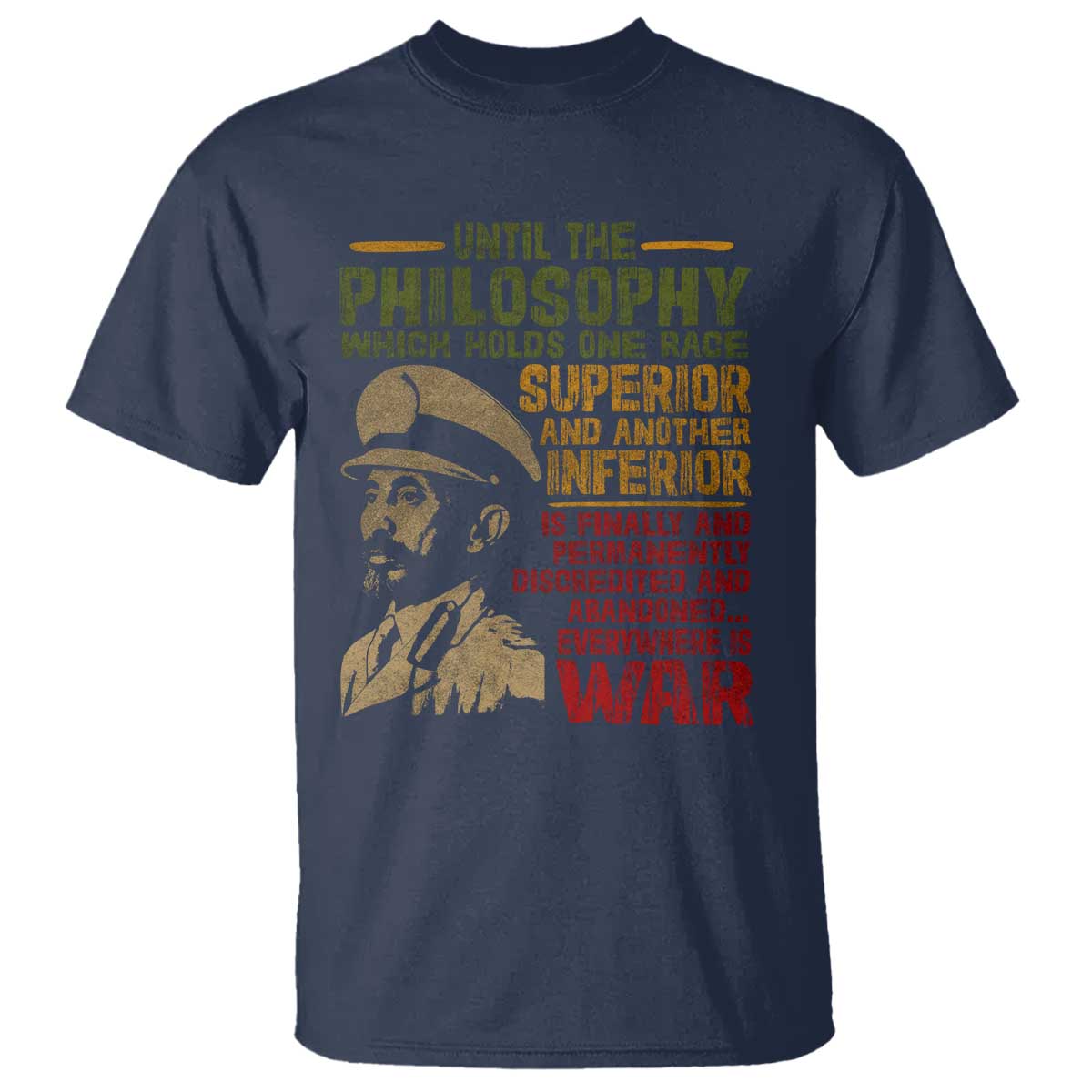 Haile Selassie T Shirt War Speech Lion of Judah Rasta Jah Bless - African Pride