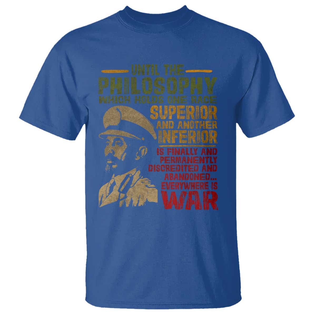 Haile Selassie T Shirt War Speech Lion of Judah Rasta Jah Bless - African Pride