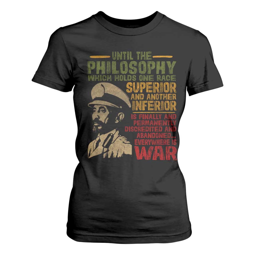 Haile Selassie T Shirt For Women War Speech Lion of Judah Rasta Jah Bless - African Pride