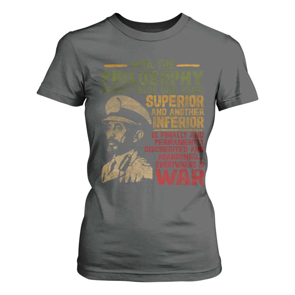 Haile Selassie T Shirt For Women War Speech Lion of Judah Rasta Jah Bless - African Pride