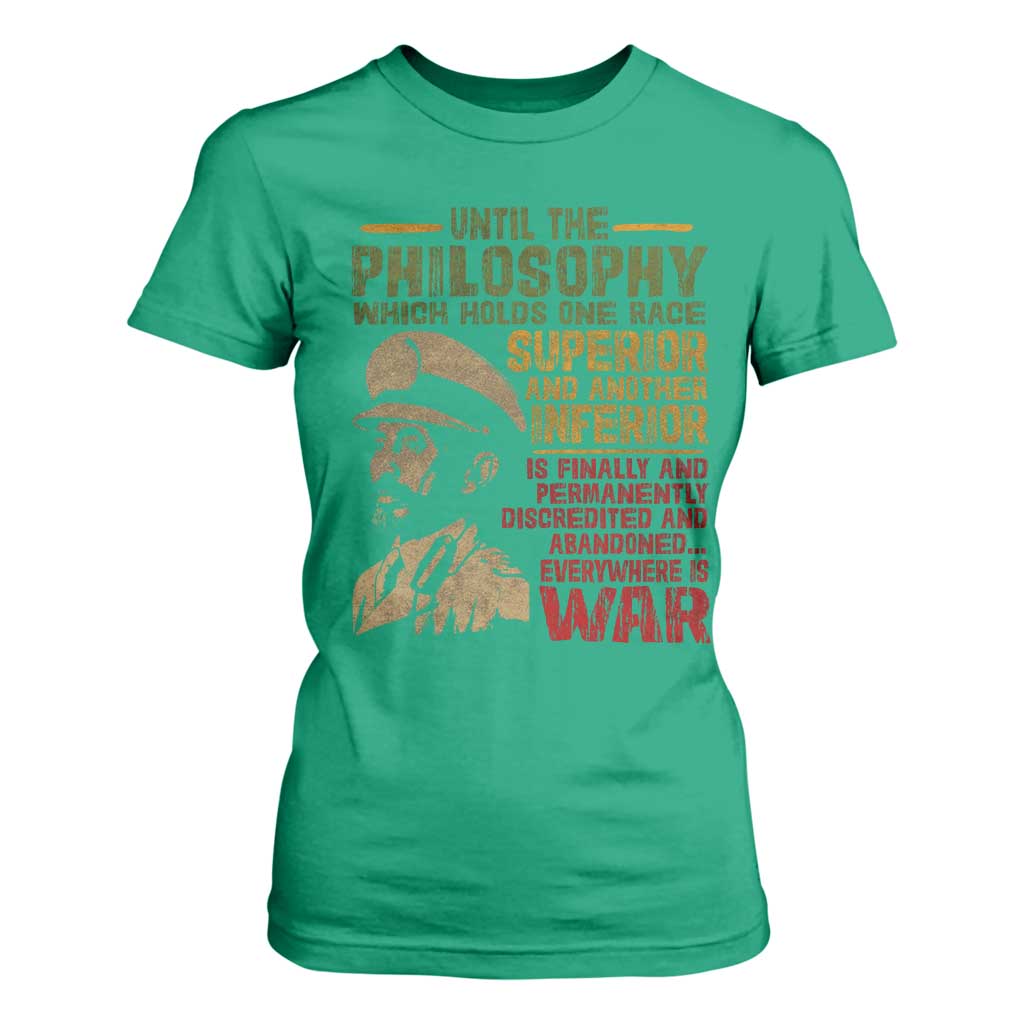 Haile Selassie T Shirt For Women War Speech Lion of Judah Rasta Jah Bless - African Pride