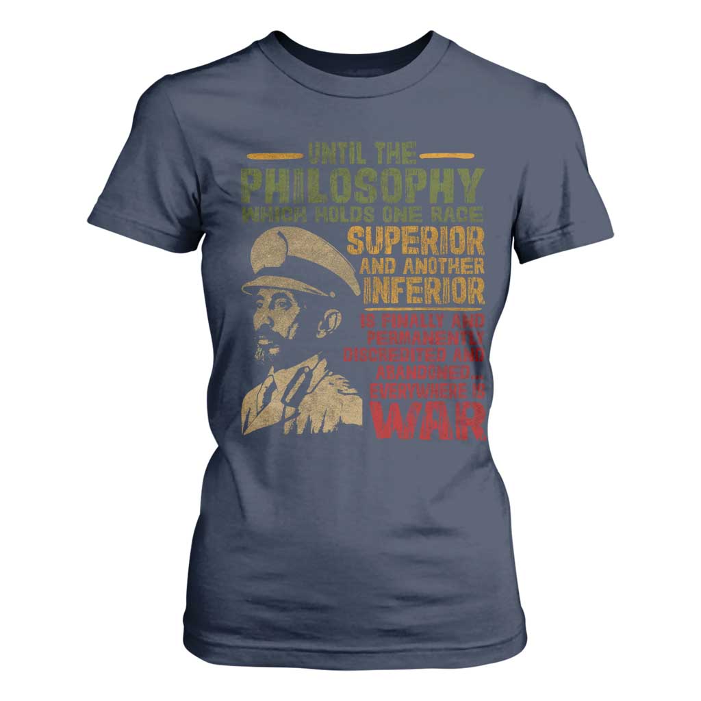 Haile Selassie T Shirt For Women War Speech Lion of Judah Rasta Jah Bless - African Pride