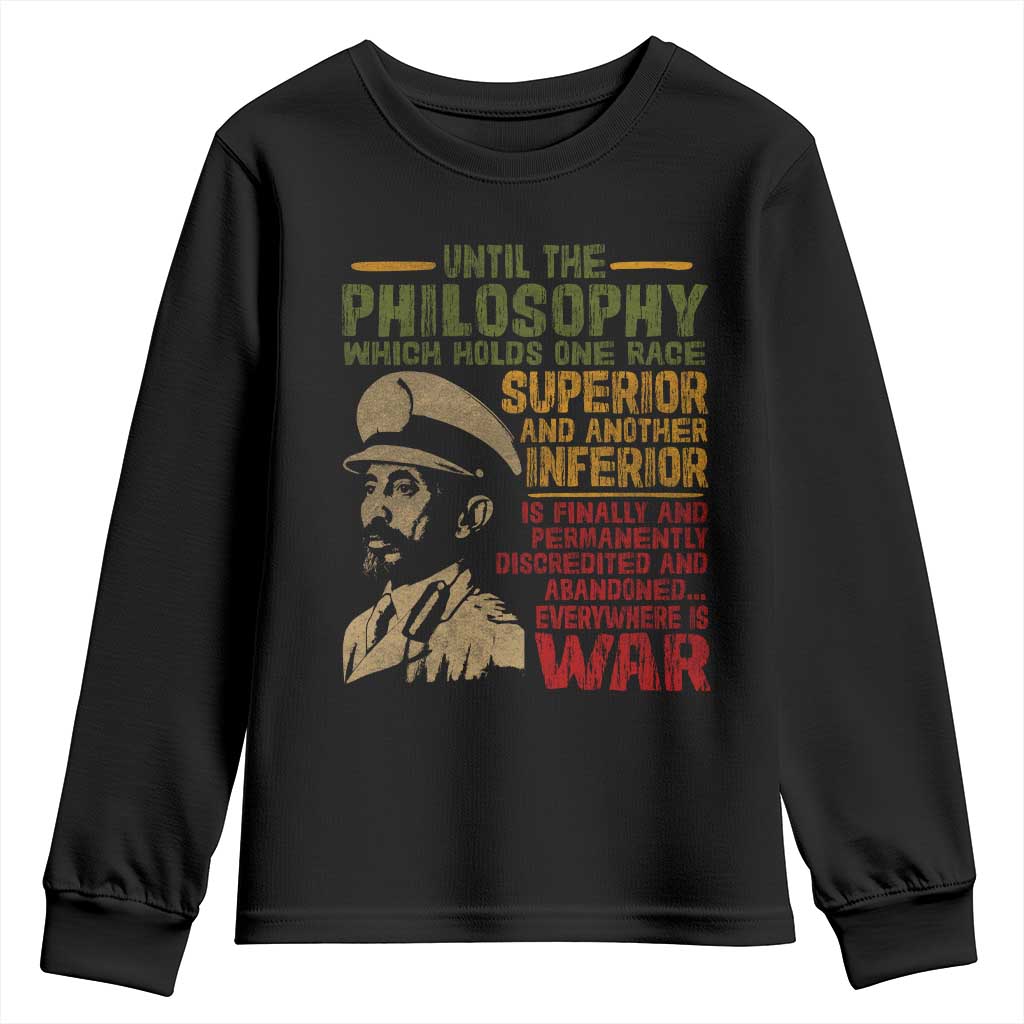 Haile Selassie Youth Sweatshirt War Speech Lion of Judah Rasta Jah Bless - African Pride