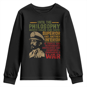 Haile Selassie Youth Sweatshirt War Speech Lion of Judah Rasta Jah Bless - African Pride