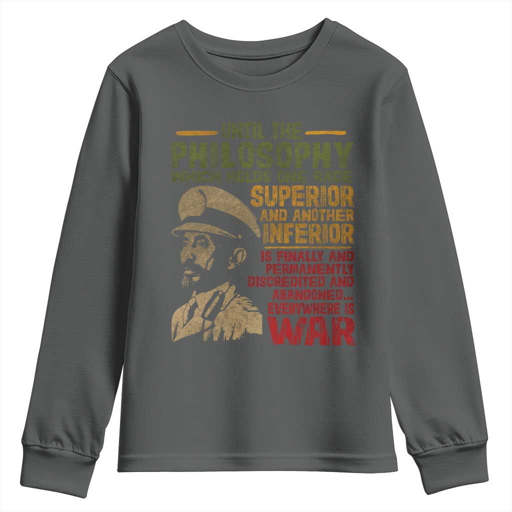 Haile Selassie Youth Sweatshirt War Speech Lion of Judah Rasta Jah Bless - African Pride