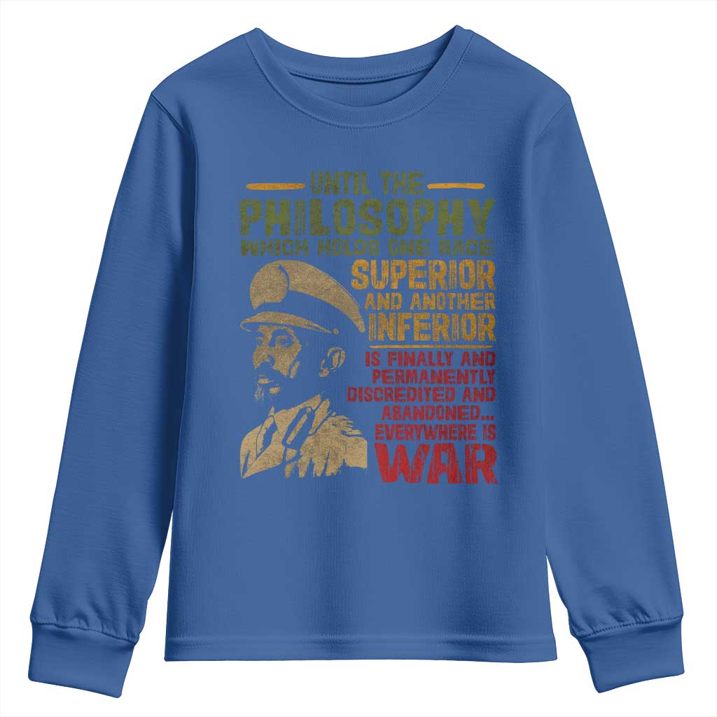 Haile Selassie Youth Sweatshirt War Speech Lion of Judah Rasta Jah Bless - African Pride