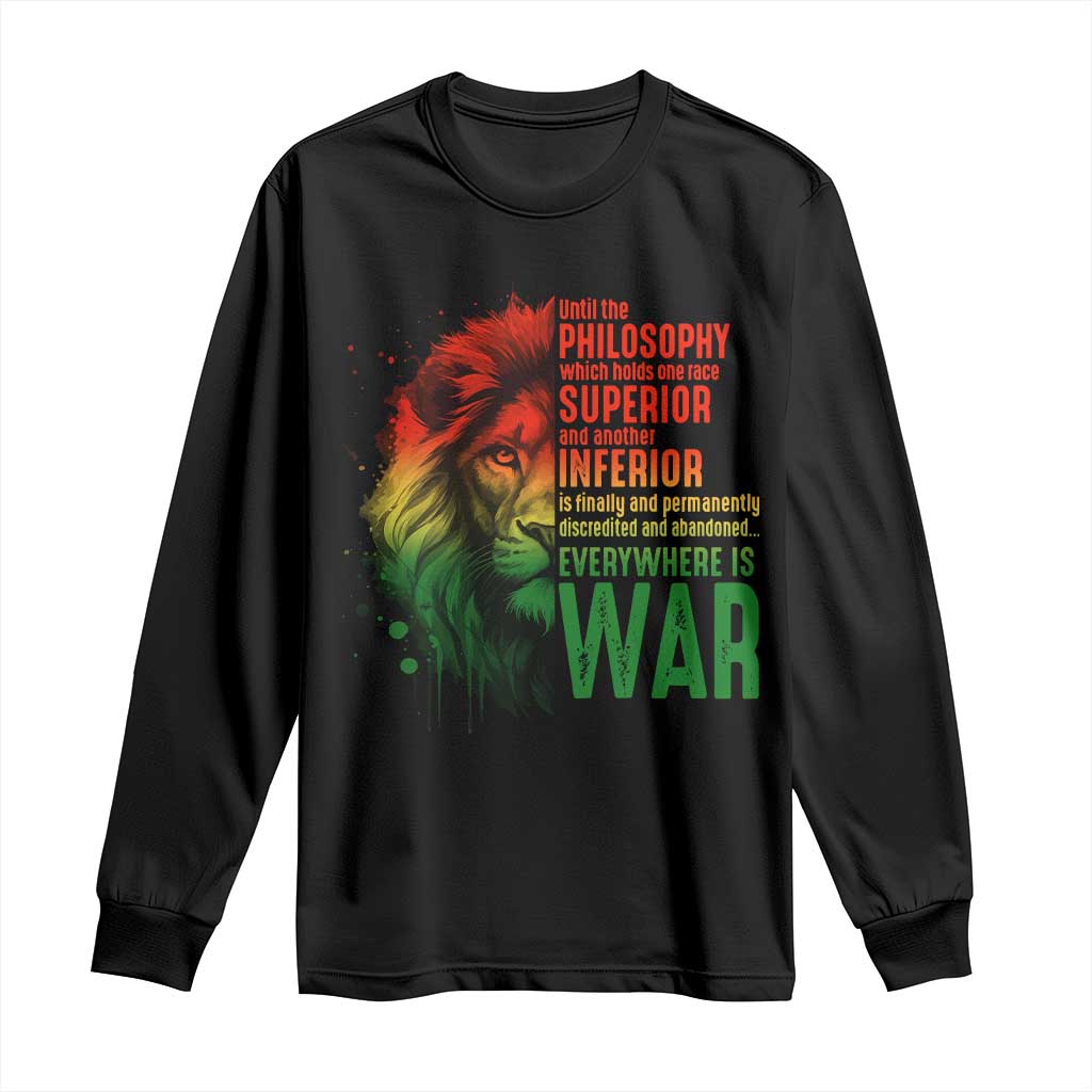 Lion of Judah Long Sleeve Shirt Rasta Haile Selassie War Speech Jah Bless - African Pride