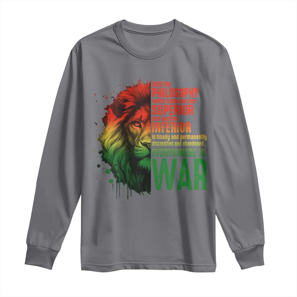 Lion of Judah Long Sleeve Shirt Rasta Haile Selassie War Speech Jah Bless - African Pride