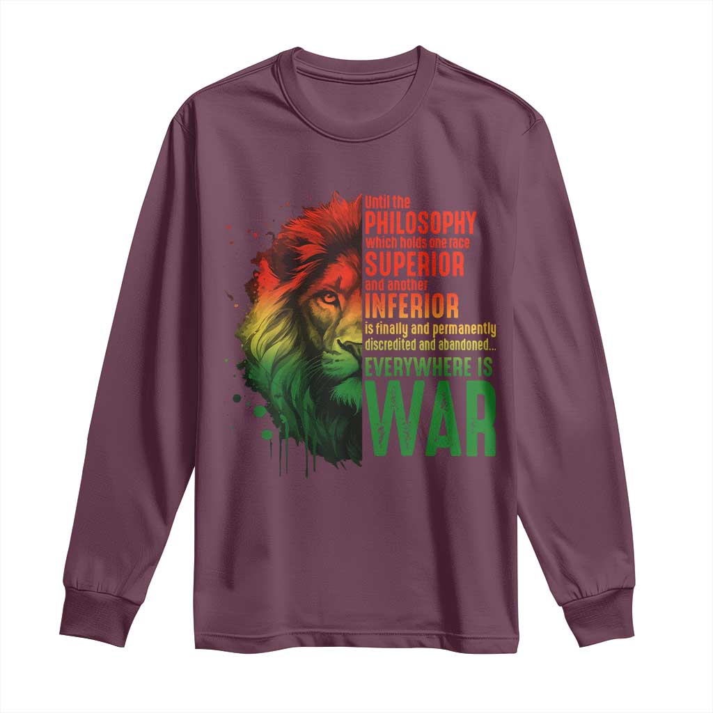 Lion of Judah Long Sleeve Shirt Rasta Haile Selassie War Speech Jah Bless - African Pride