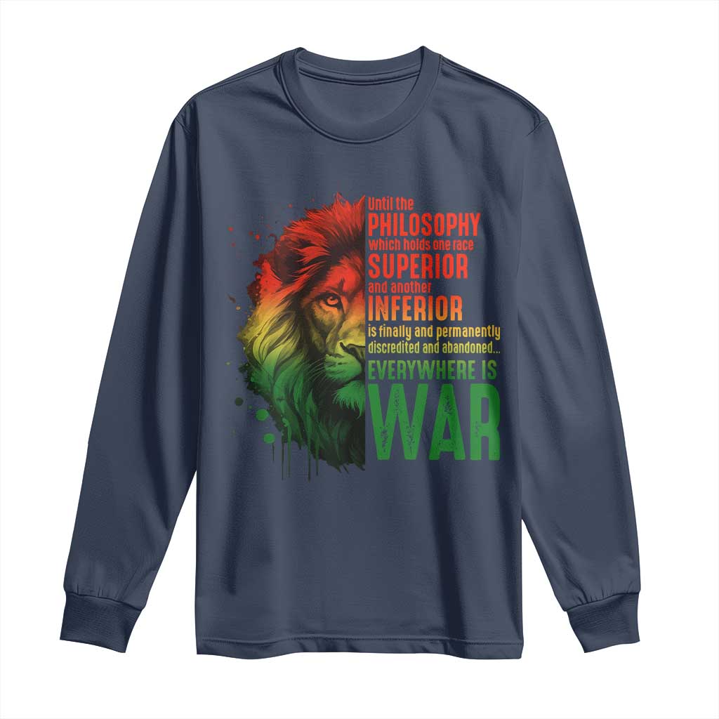 Lion of Judah Long Sleeve Shirt Rasta Haile Selassie War Speech Jah Bless - African Pride