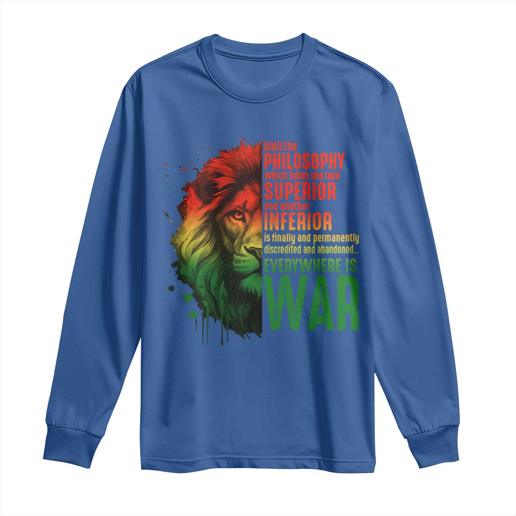 Lion of Judah Long Sleeve Shirt Rasta Haile Selassie War Speech Jah Bless - African Pride