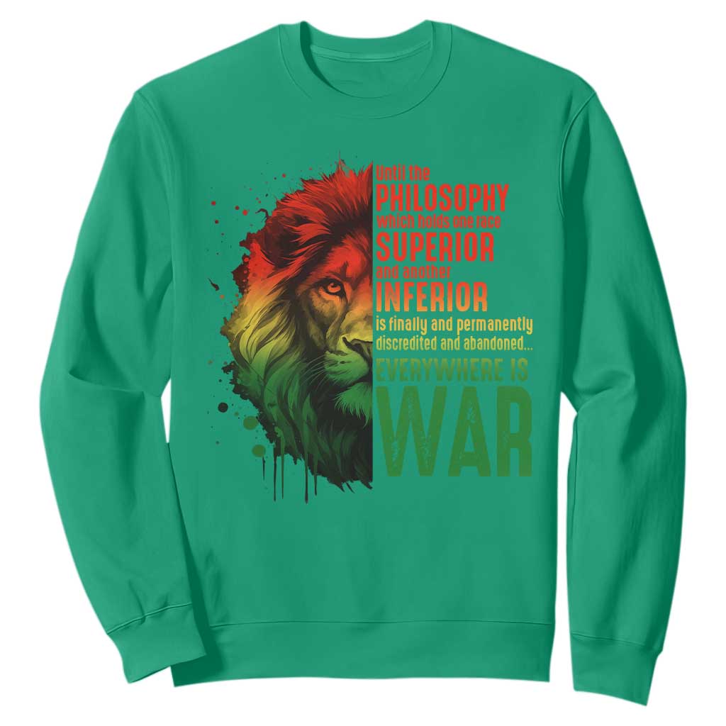 Lion of Judah Sweatshirt Rasta Haile Selassie War Speech Jah Bless - African Pride