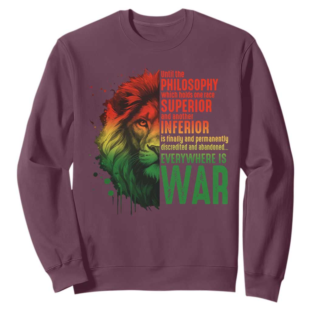 Lion of Judah Sweatshirt Rasta Haile Selassie War Speech Jah Bless - African Pride