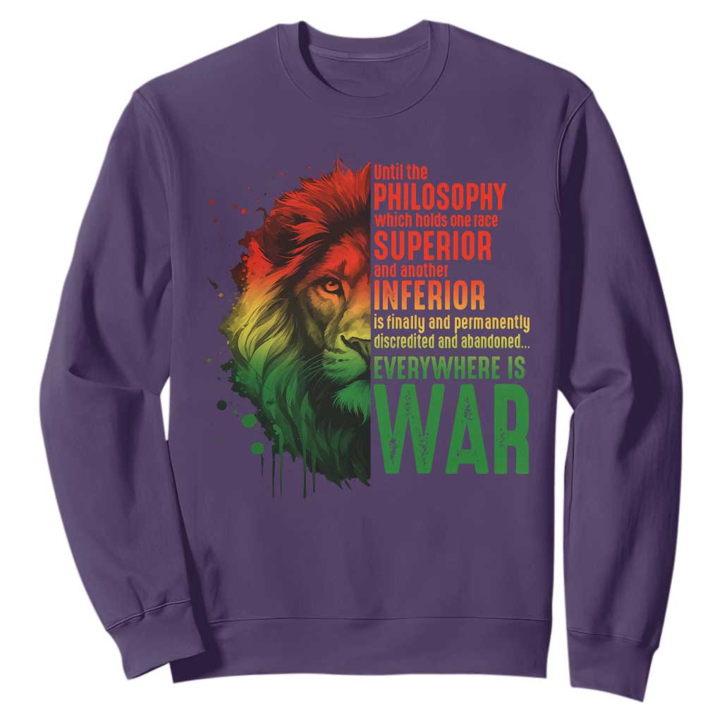 Lion of Judah Sweatshirt Rasta Haile Selassie War Speech Jah Bless - African Pride