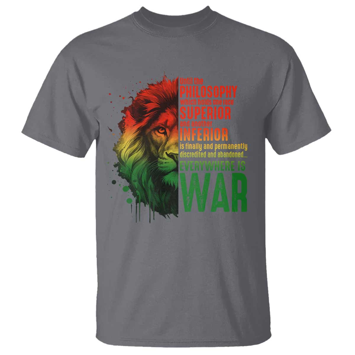 Lion of Judah T Shirt Rasta Haile Selassie War Speech Jah Bless - African Pride