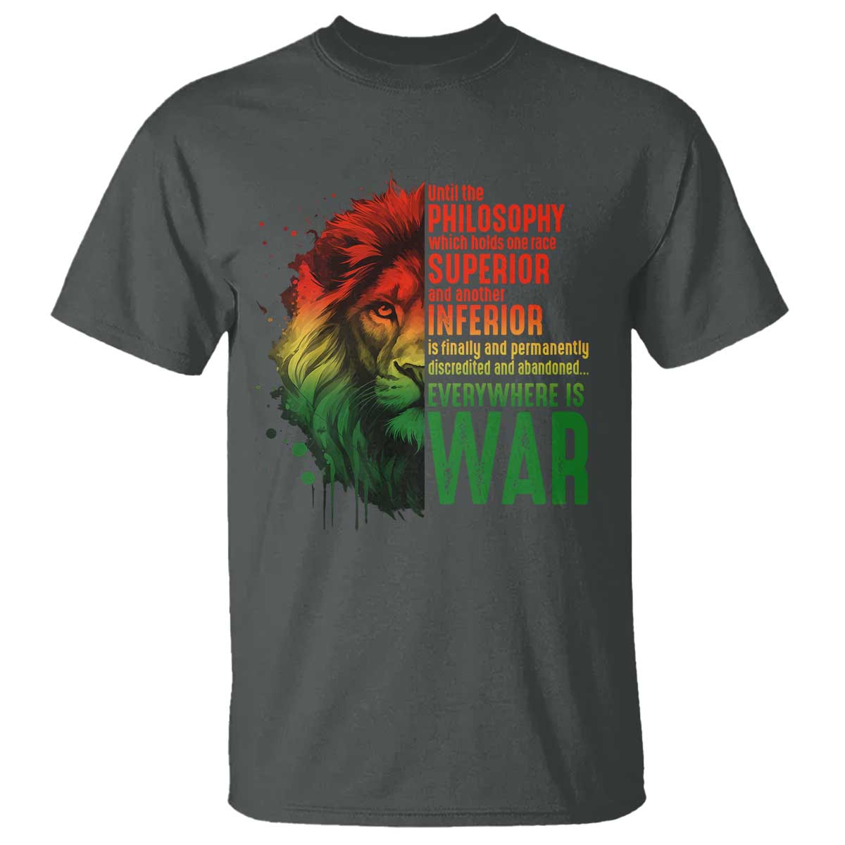 Lion of Judah T Shirt Rasta Haile Selassie War Speech Jah Bless - African Pride