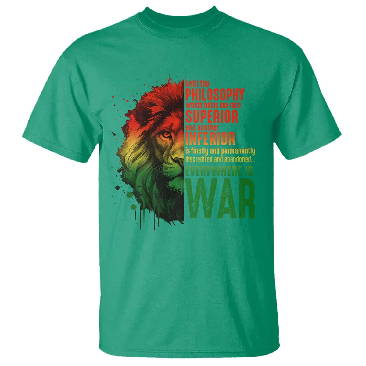 Lion of Judah T Shirt Rasta Haile Selassie War Speech Jah Bless - African Pride
