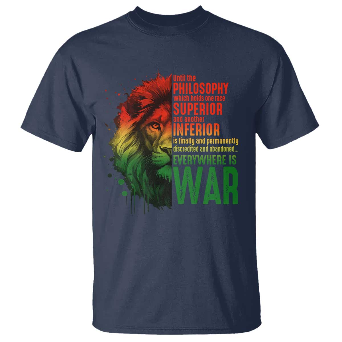 Lion of Judah T Shirt Rasta Haile Selassie War Speech Jah Bless - African Pride