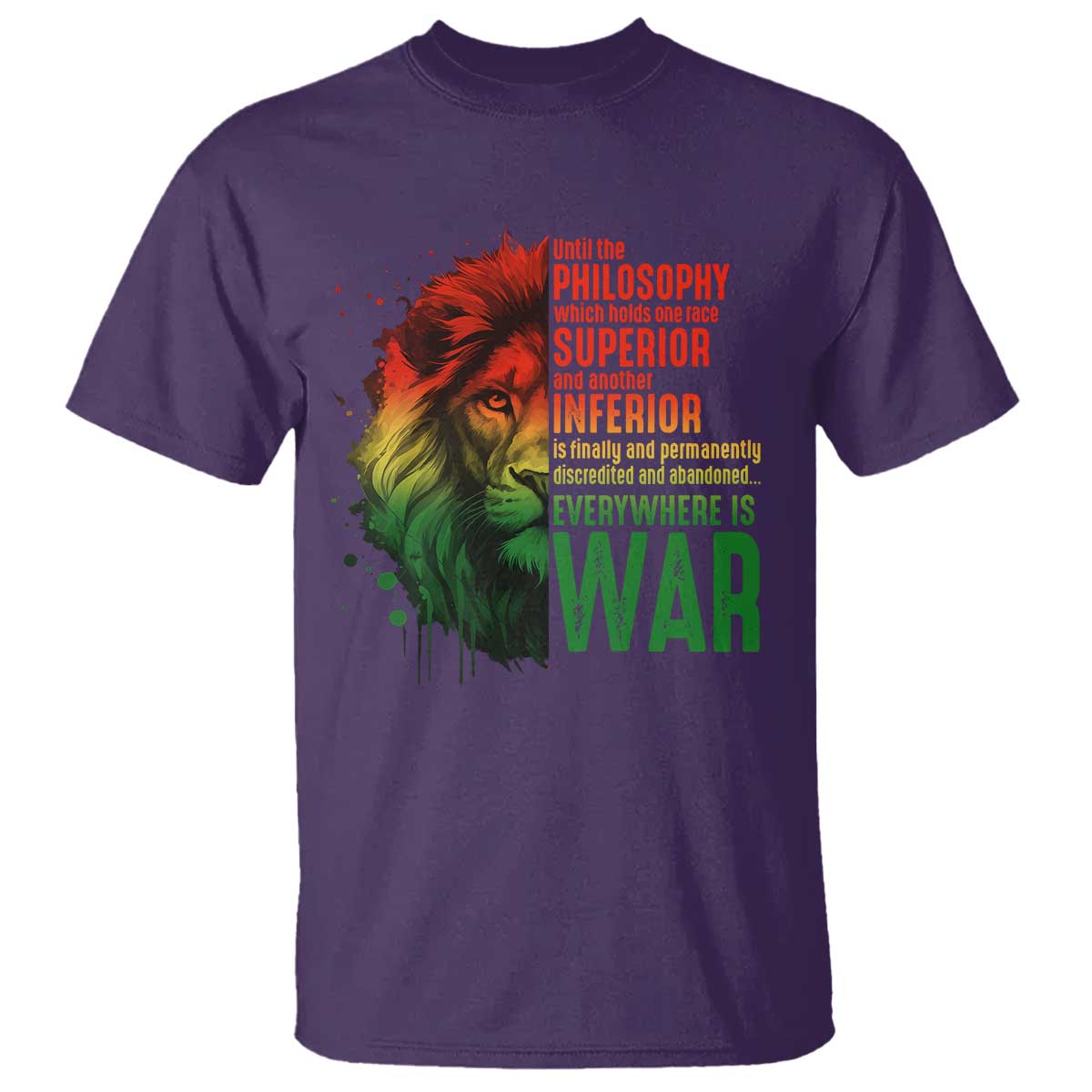 Lion of Judah T Shirt Rasta Haile Selassie War Speech Jah Bless - African Pride