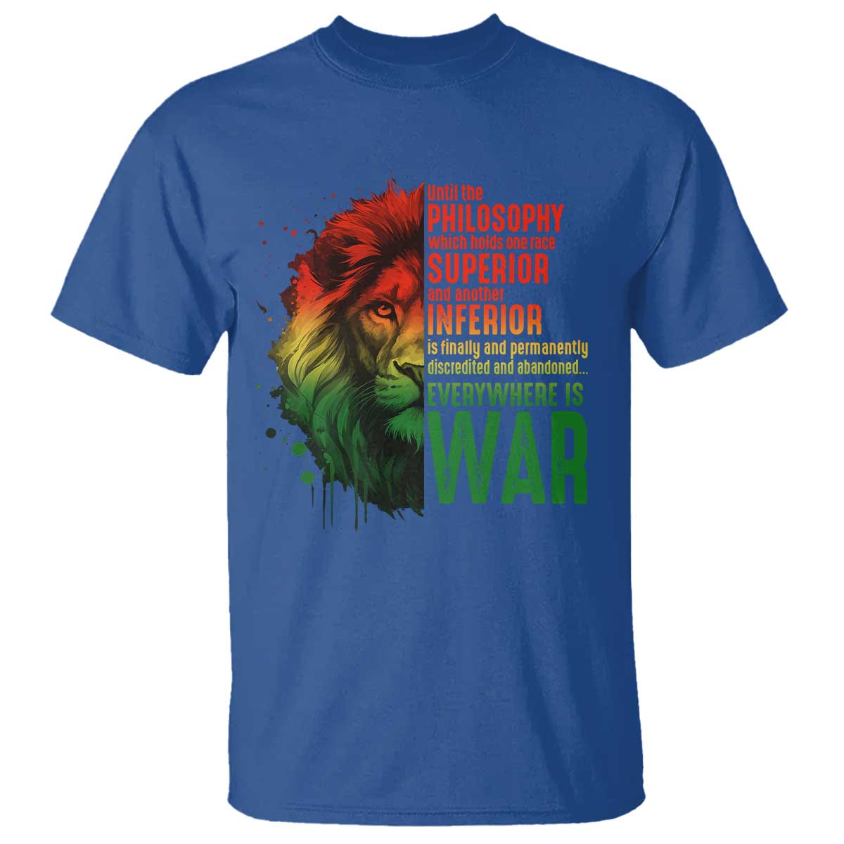 Lion of Judah T Shirt Rasta Haile Selassie War Speech Jah Bless - African Pride