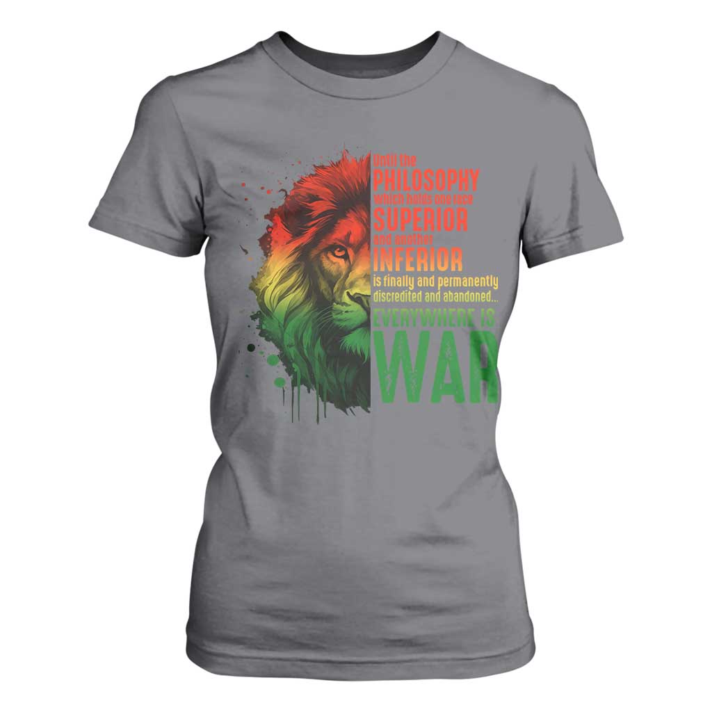 Lion of Judah T Shirt For Women Rasta Haile Selassie War Speech Jah Bless - African Pride