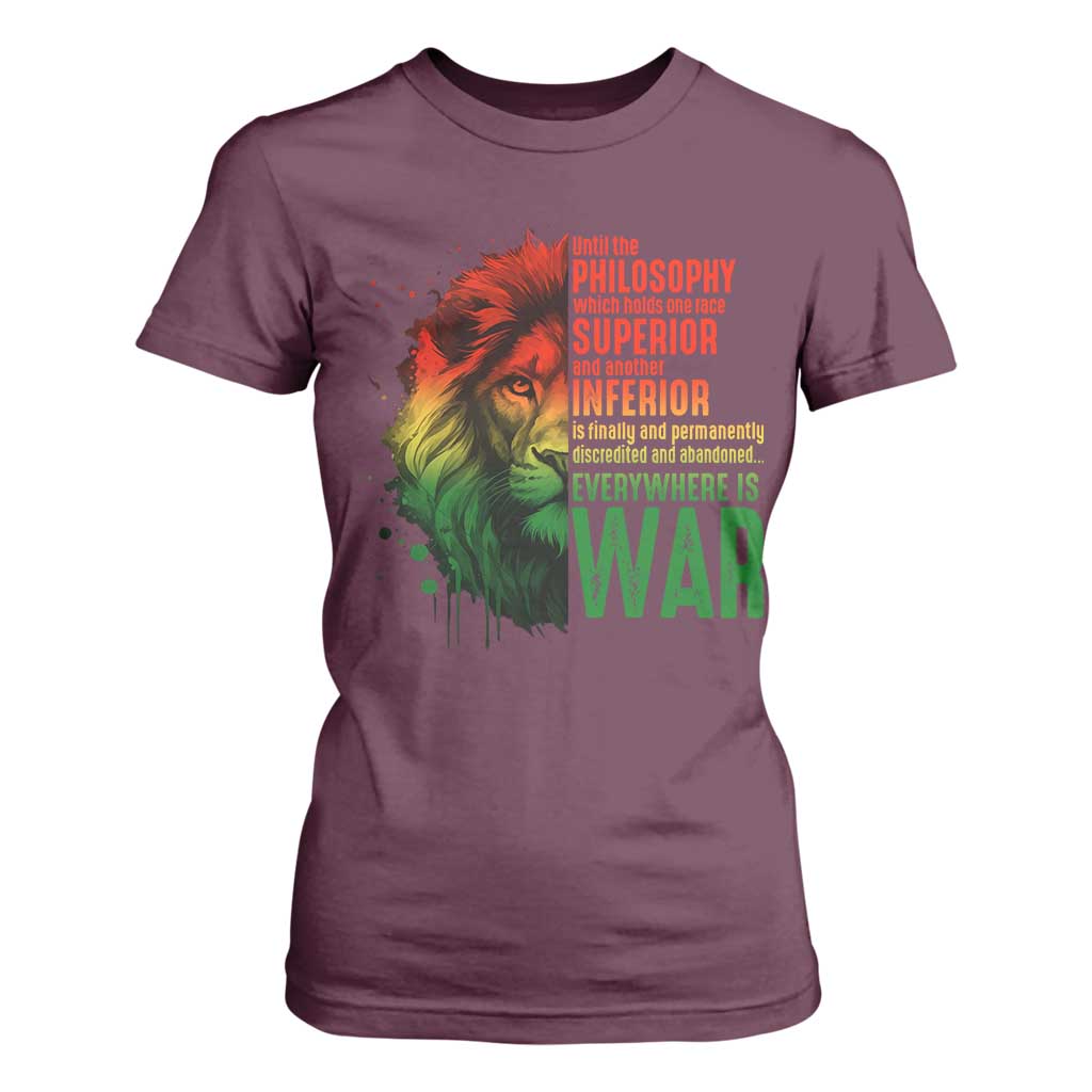 Lion of Judah T Shirt For Women Rasta Haile Selassie War Speech Jah Bless - African Pride