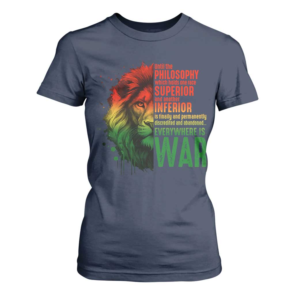 Lion of Judah T Shirt For Women Rasta Haile Selassie War Speech Jah Bless - African Pride