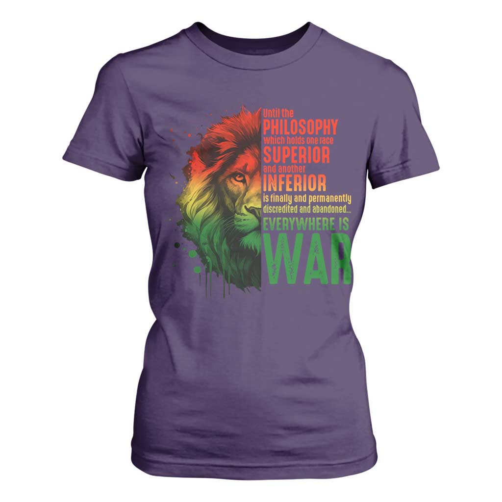 Lion of Judah T Shirt For Women Rasta Haile Selassie War Speech Jah Bless - African Pride