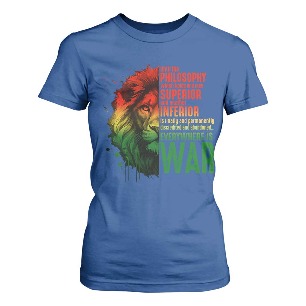 Lion of Judah T Shirt For Women Rasta Haile Selassie War Speech Jah Bless - African Pride