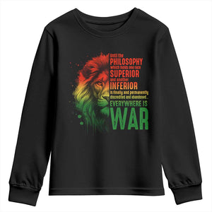 Lion of Judah Youth Sweatshirt Rasta Haile Selassie War Speech Jah Bless - African Pride