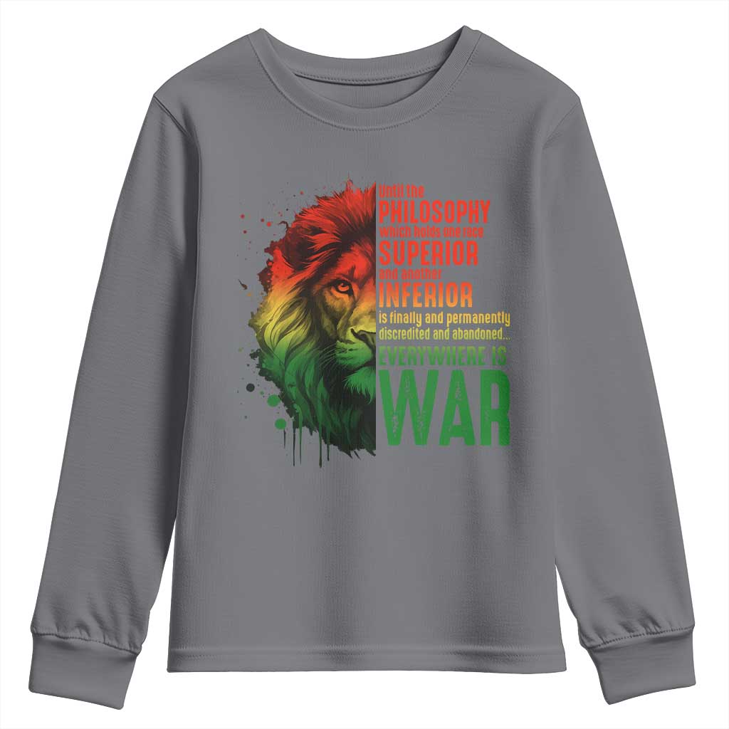 Lion of Judah Youth Sweatshirt Rasta Haile Selassie War Speech Jah Bless - African Pride