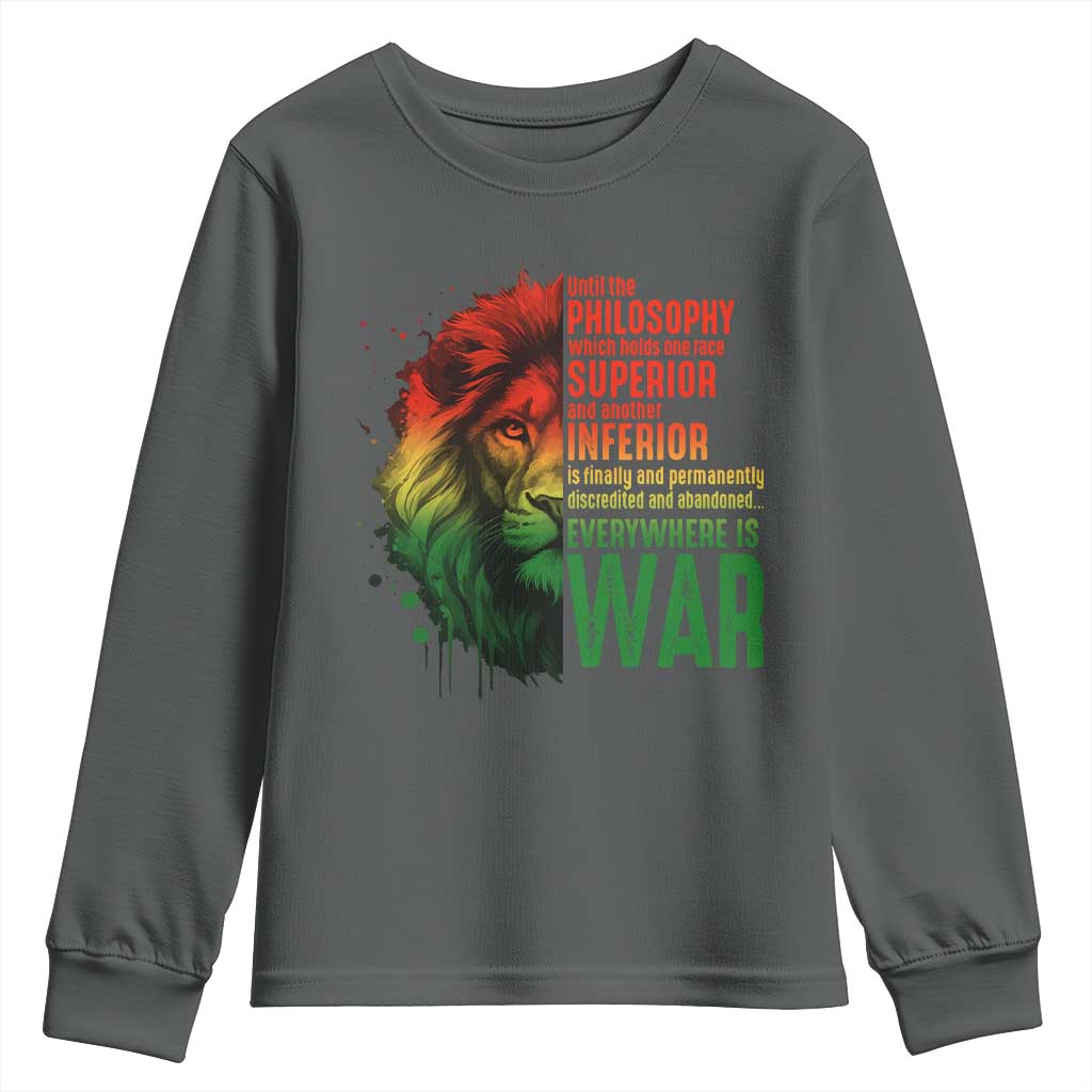 Lion of Judah Youth Sweatshirt Rasta Haile Selassie War Speech Jah Bless - African Pride