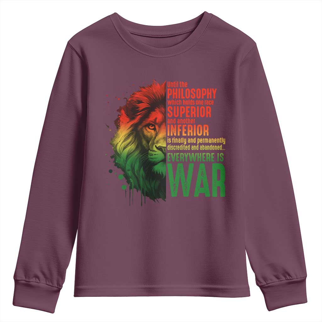 Lion of Judah Youth Sweatshirt Rasta Haile Selassie War Speech Jah Bless - African Pride