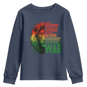 Lion of Judah Youth Sweatshirt Rasta Haile Selassie War Speech Jah Bless - African Pride