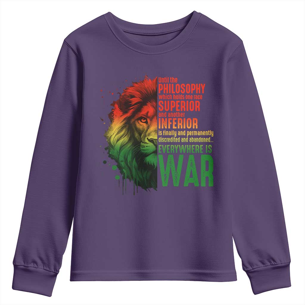 Lion of Judah Youth Sweatshirt Rasta Haile Selassie War Speech Jah Bless - African Pride