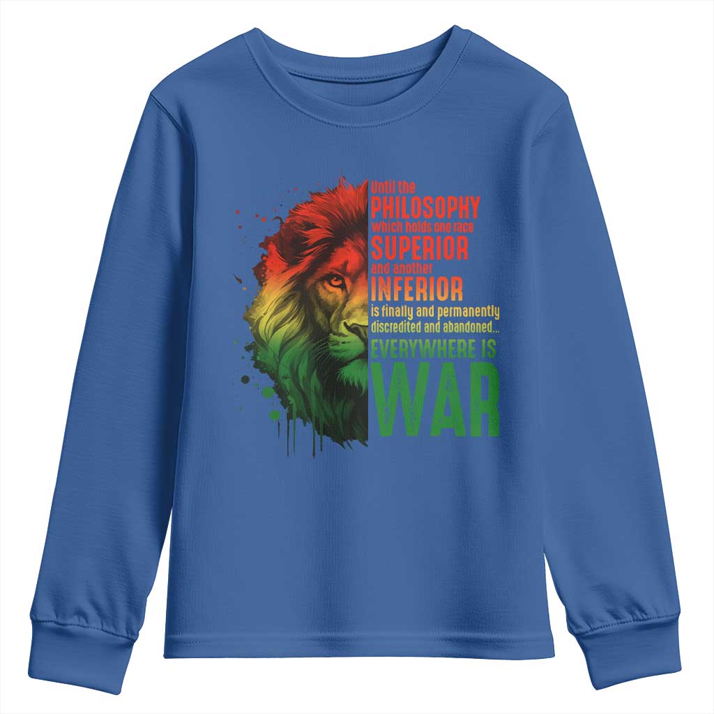 Lion of Judah Youth Sweatshirt Rasta Haile Selassie War Speech Jah Bless - African Pride