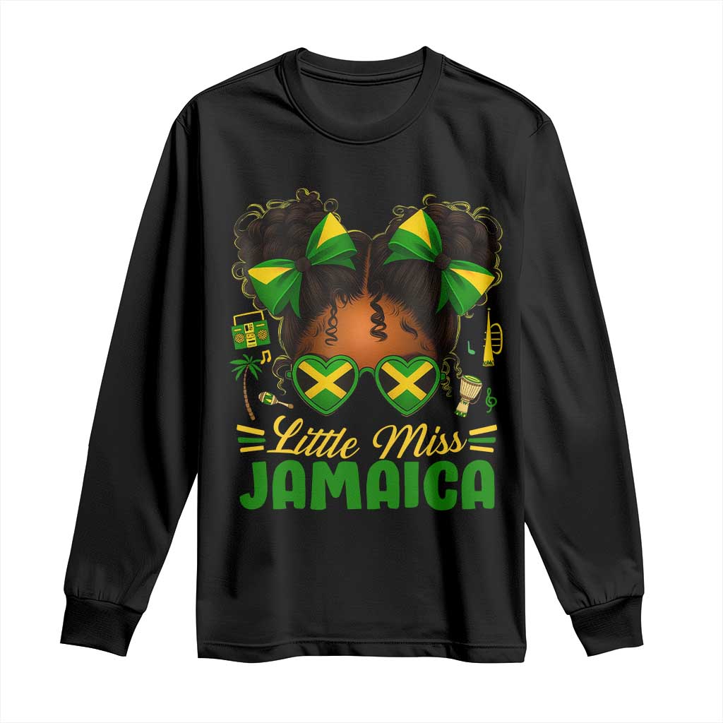 Little Miss Jamaica Long Sleeve Shirt Proud Jamaican Afro Black Girls Jamaica Flag Pride - African Pride