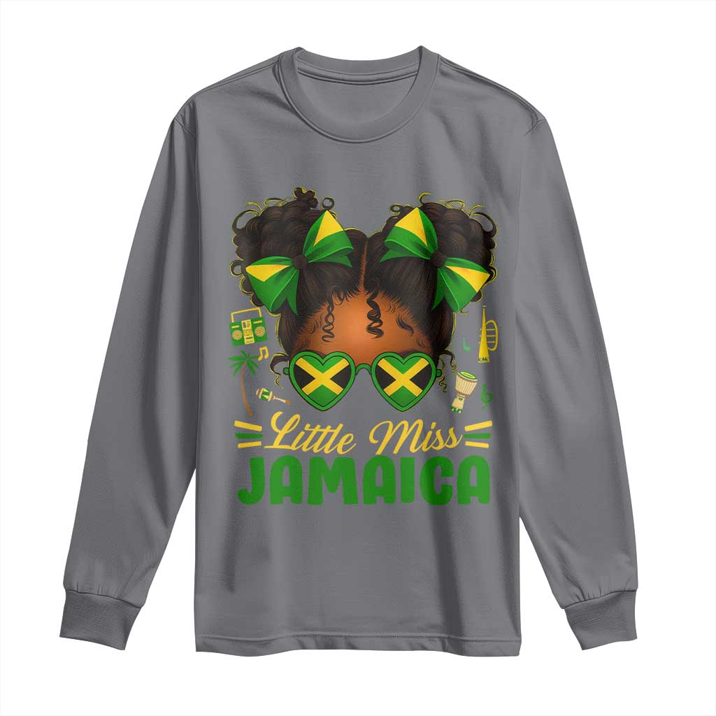 Little Miss Jamaica Long Sleeve Shirt Proud Jamaican Afro Black Girls Jamaica Flag Pride - African Pride
