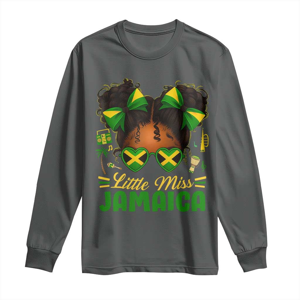 Little Miss Jamaica Long Sleeve Shirt Proud Jamaican Afro Black Girls Jamaica Flag Pride - African Pride