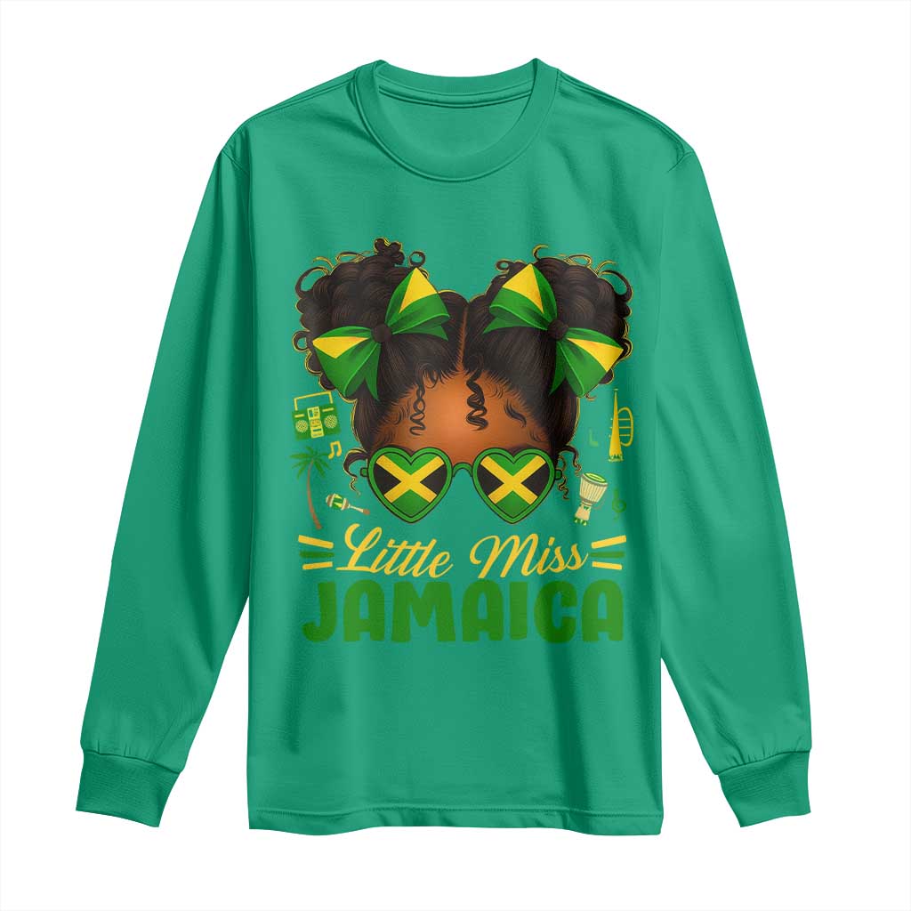 Little Miss Jamaica Long Sleeve Shirt Proud Jamaican Afro Black Girls Jamaica Flag Pride - African Pride