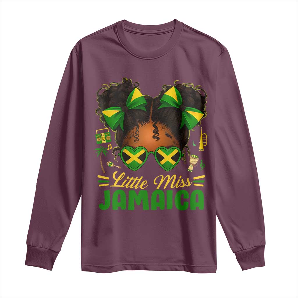 Little Miss Jamaica Long Sleeve Shirt Proud Jamaican Afro Black Girls Jamaica Flag Pride - African Pride