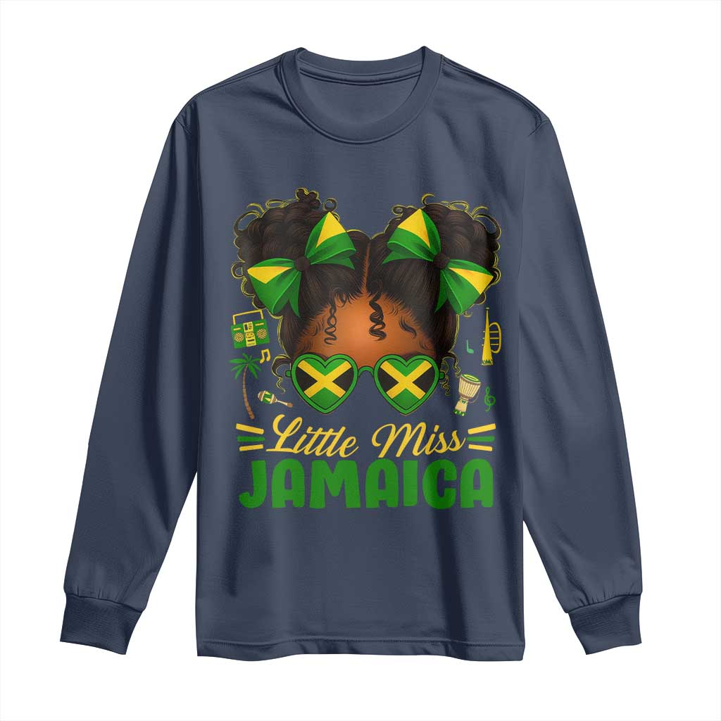 Little Miss Jamaica Long Sleeve Shirt Proud Jamaican Afro Black Girls Jamaica Flag Pride - African Pride