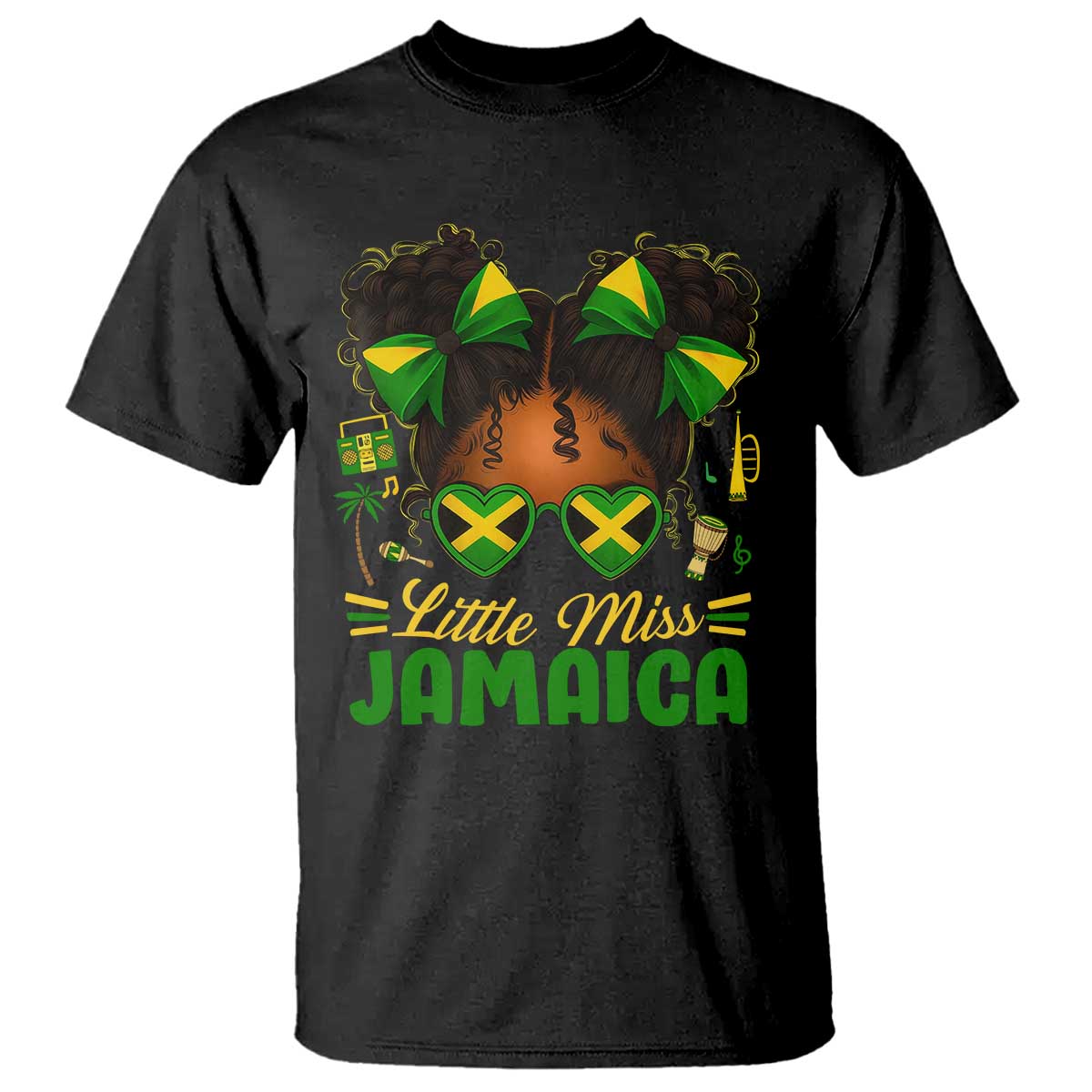 Little Miss Jamaica T Shirt Proud Jamaican Afro Black Girls Jamaica Flag Pride - African Pride