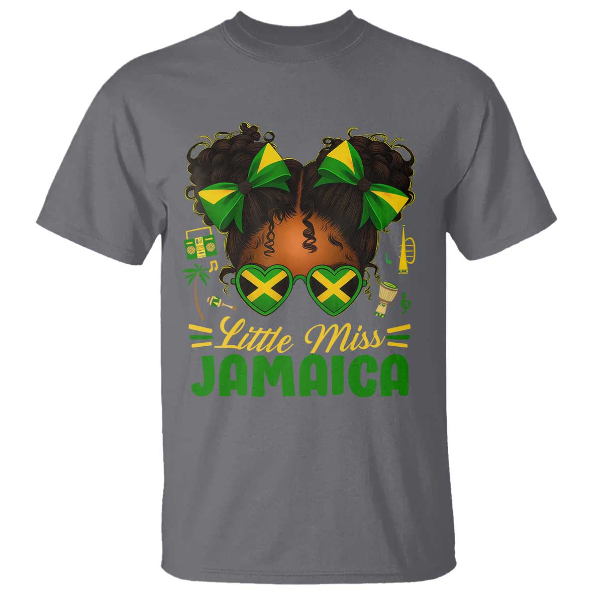 Little Miss Jamaica T Shirt Proud Jamaican Afro Black Girls Jamaica Flag Pride - African Pride