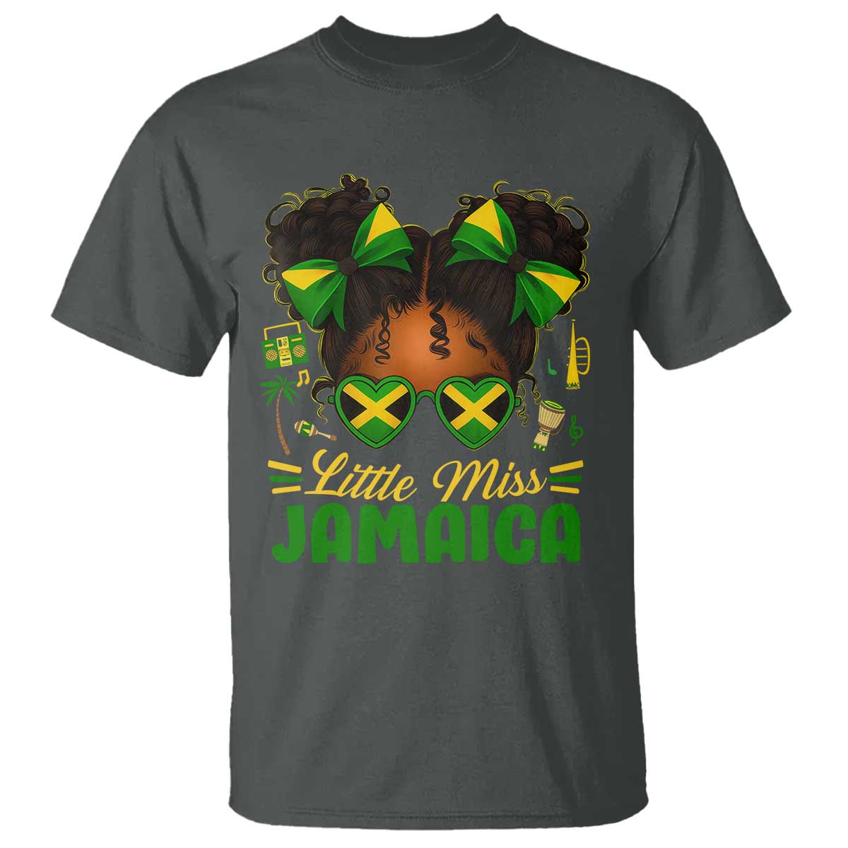Little Miss Jamaica T Shirt Proud Jamaican Afro Black Girls Jamaica Flag Pride - African Pride