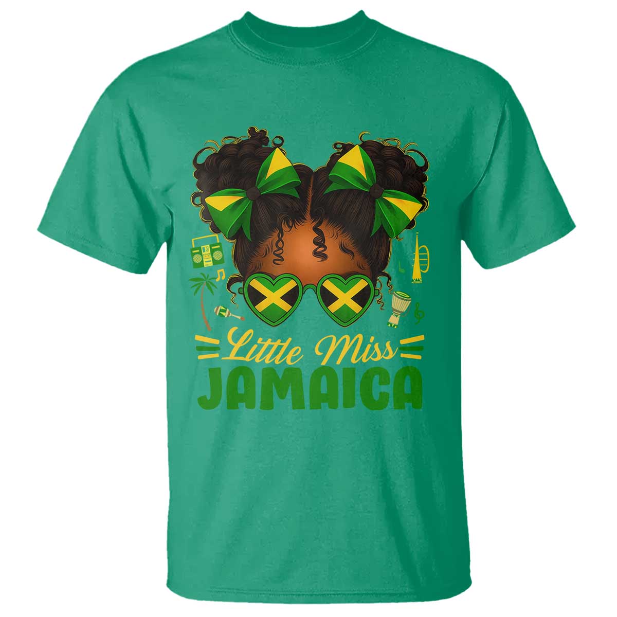 Little Miss Jamaica T Shirt Proud Jamaican Afro Black Girls Jamaica Flag Pride - African Pride