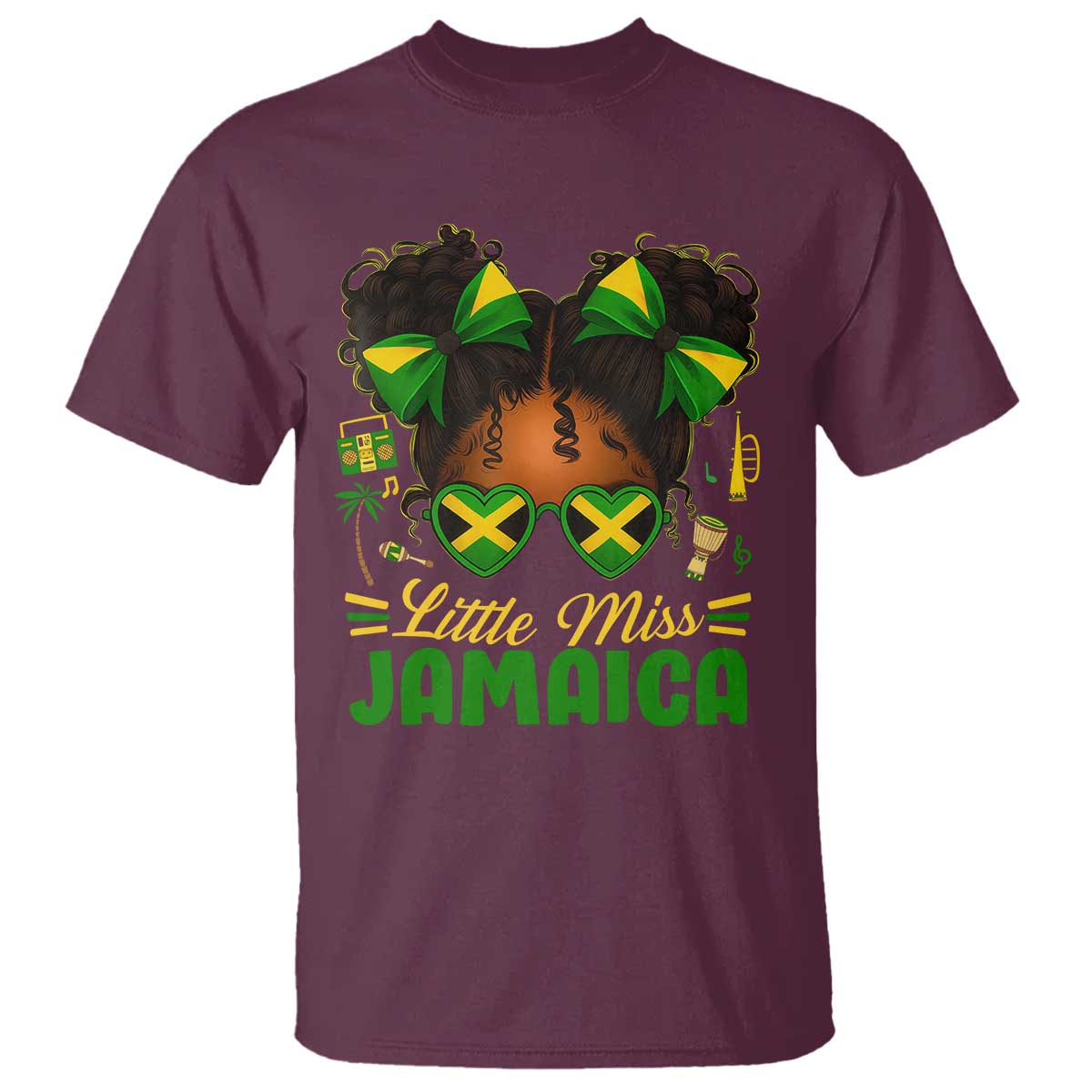 Little Miss Jamaica T Shirt Proud Jamaican Afro Black Girls Jamaica Flag Pride - African Pride