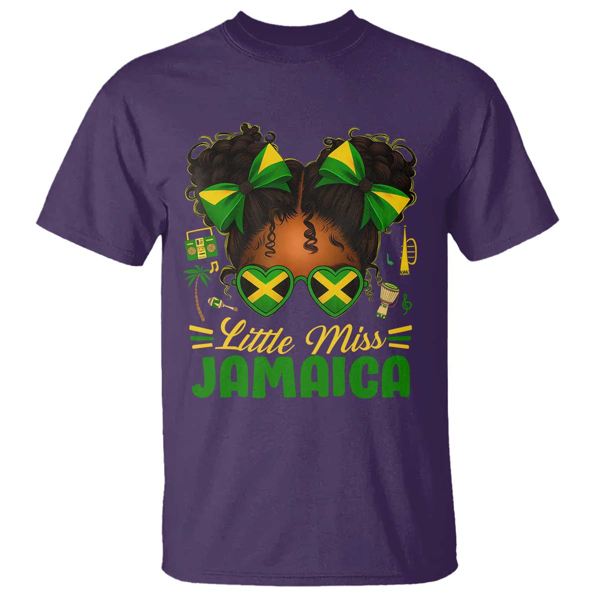 Little Miss Jamaica T Shirt Proud Jamaican Afro Black Girls Jamaica Flag Pride - African Pride