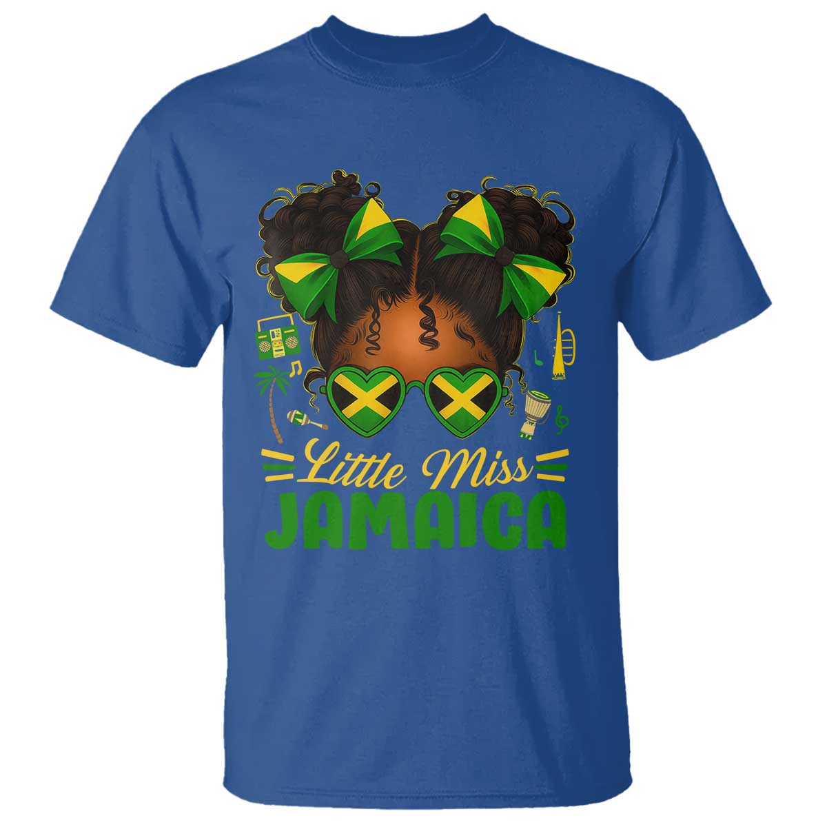 Little Miss Jamaica T Shirt Proud Jamaican Afro Black Girls Jamaica Flag Pride - African Pride