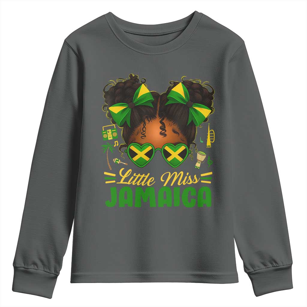 Little Miss Jamaica Youth Sweatshirt Proud Jamaican Afro Black Girls Jamaica Flag Pride - African Pride
